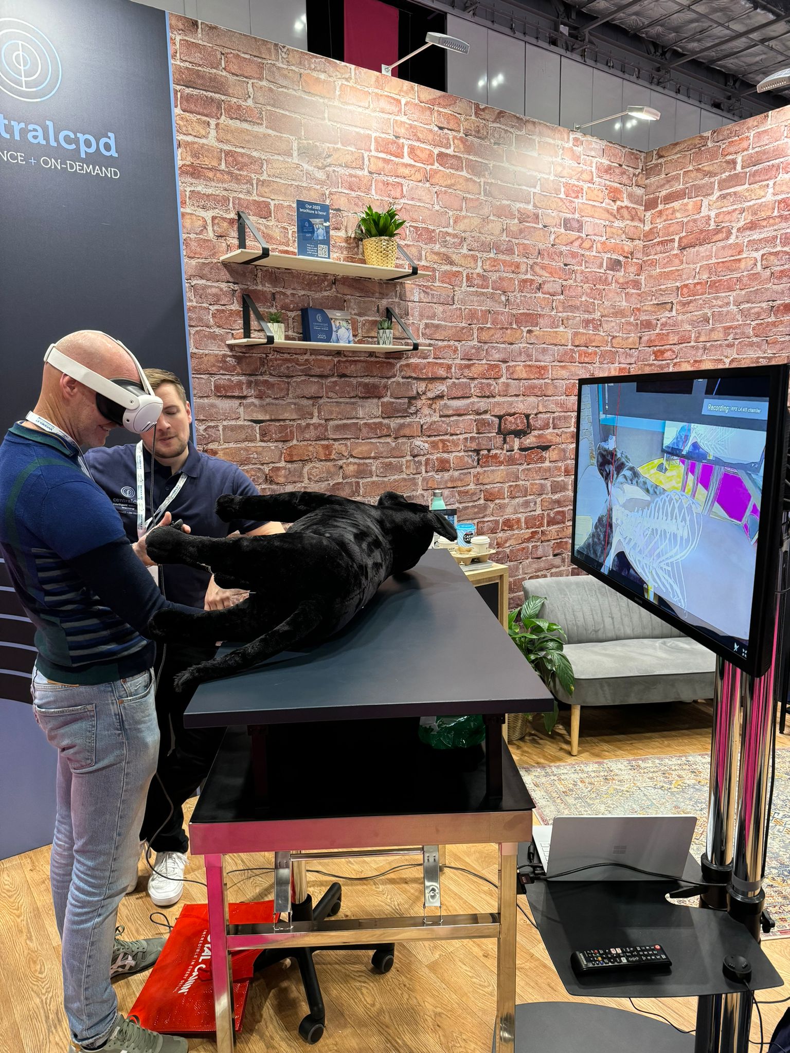 Deepscope VR simulator in use with headset and live cast screen
