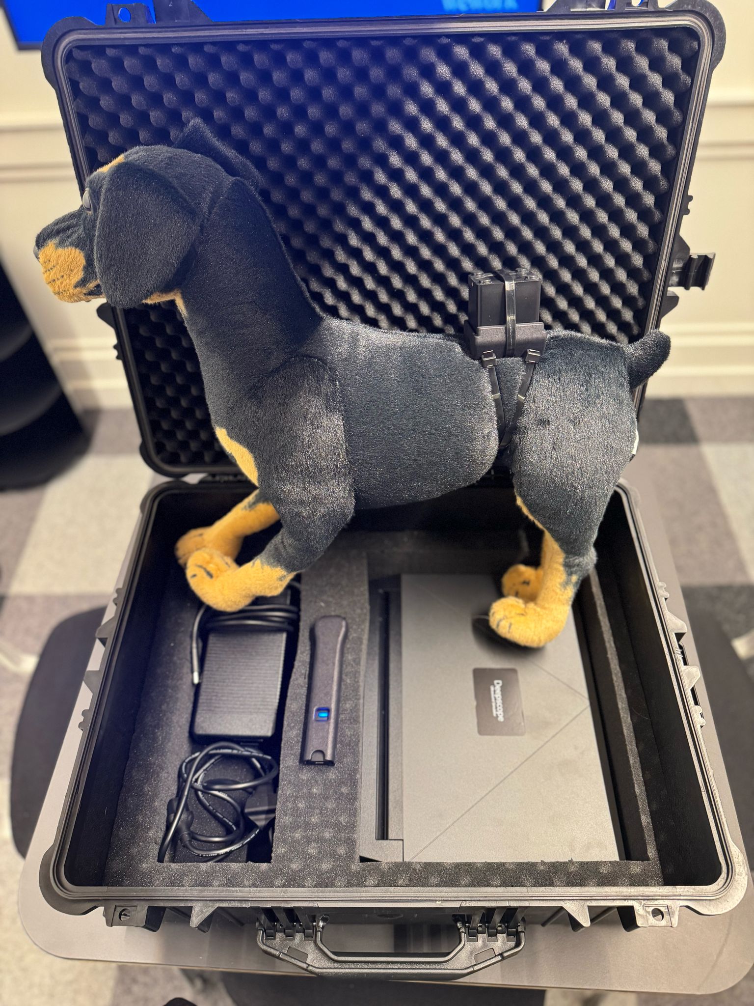 Deepscope mannequin system packed in its portable carry case